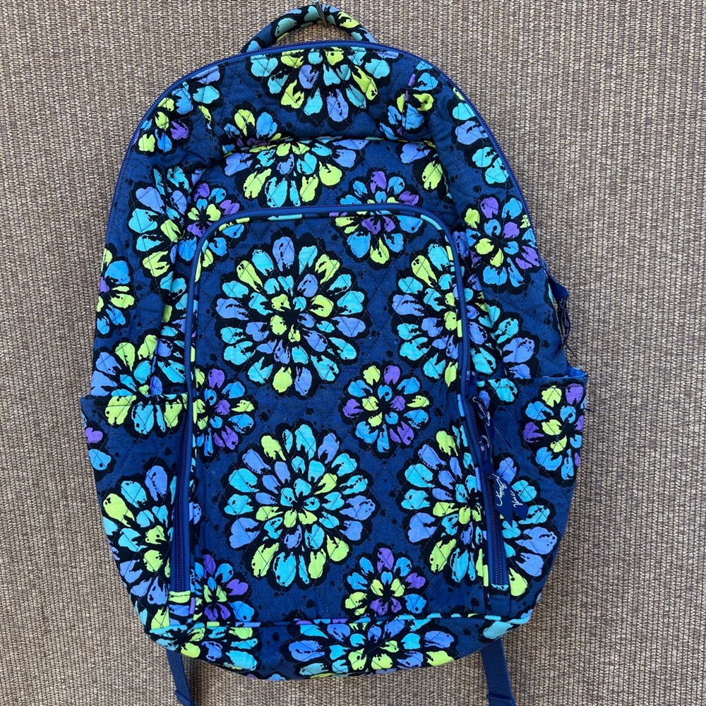 Vera Bradley Campus Laptop Backpack Indigo Pop - Picture 3 of 11